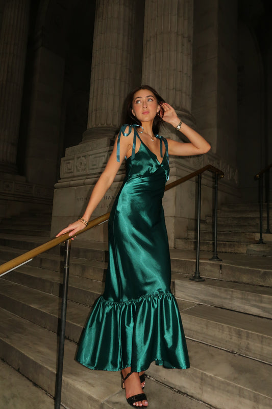 Teal Dreamy Dress with Ruffles