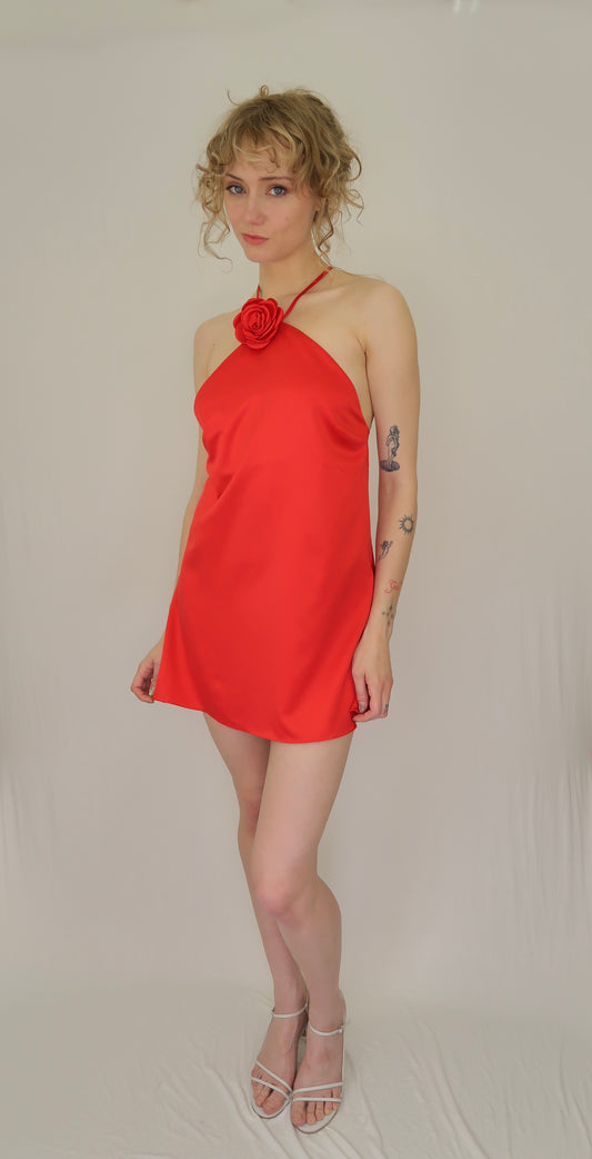 Red Freya Halter Mini Dress